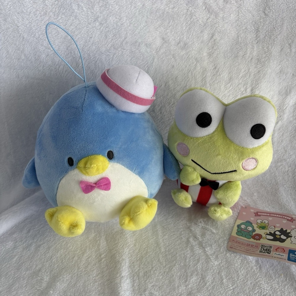 Sanrio Tuxedo Sam 6" & Keroppi 5" Plush Doll Stuffed Toy Set of 2 FURYU Japan